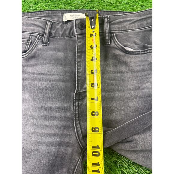 Abercrombie Fitch Womens Gray High Rise Super Skinny Jeans Sz 6 W28 Raw Hem Fray - Picture 8 of 10